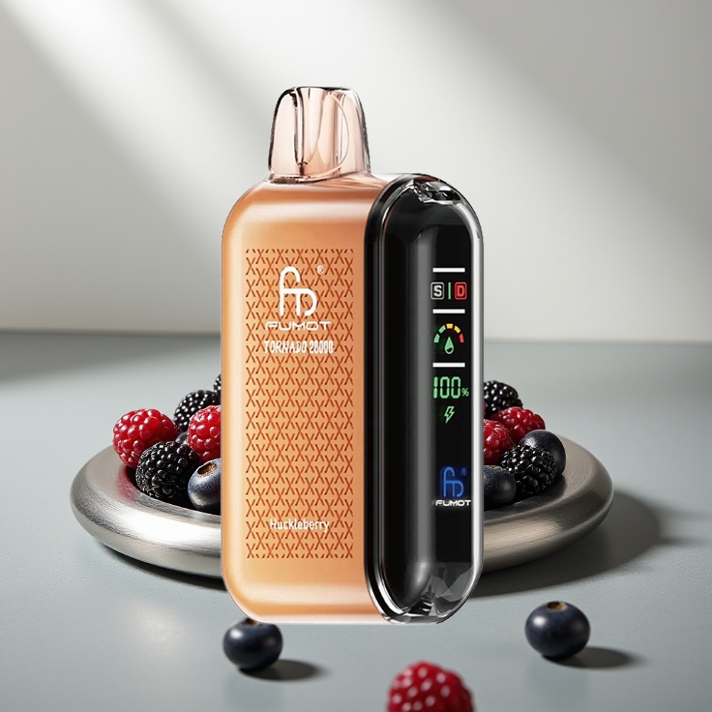 Fumot Tornado 20000 Puffs Dual Mesh 20ml 850mAh Smart Display Airflow 2% Nicotine Huckleberry ענב בר