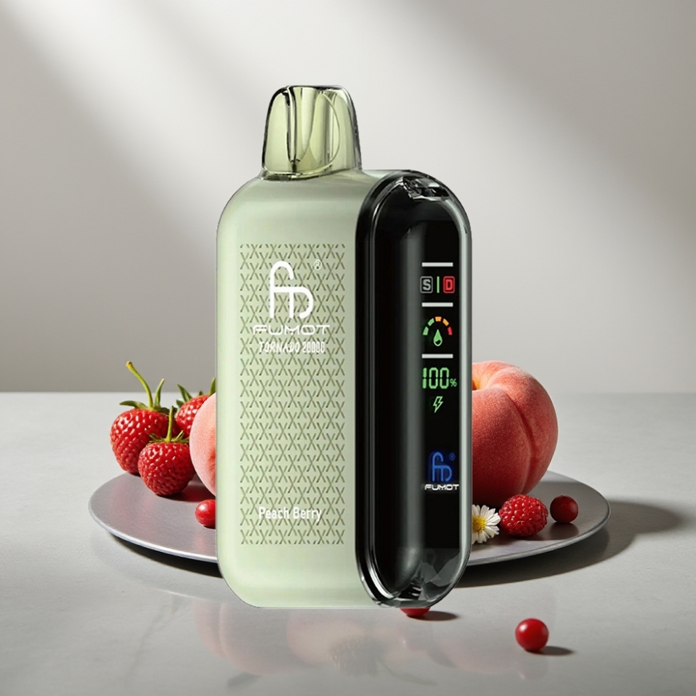Fumot Tornado 20000 Puffs Dual Mesh 20ml 850mAh Smart Display Airflow 2% Peach Berry