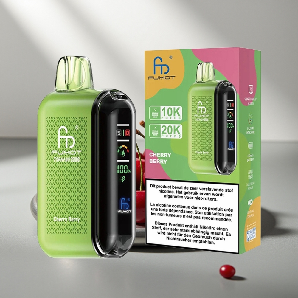 Fumot Tornado 20000 Puffs Dual Mesh 20ml 850mAh Smart Display Cherry Berry