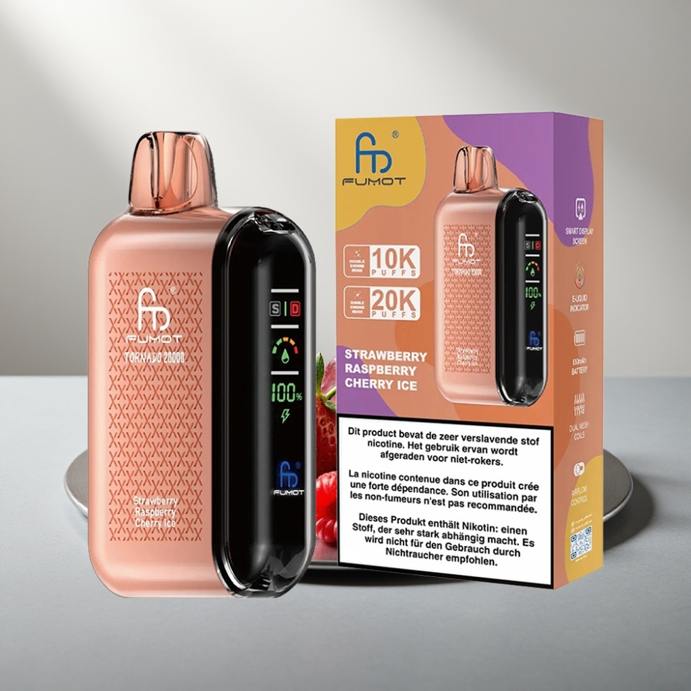 Fumot Tornado 20000 Puffs Dual Mesh 20ml 850mAh Strawberry Raspberry Cherry Ice
