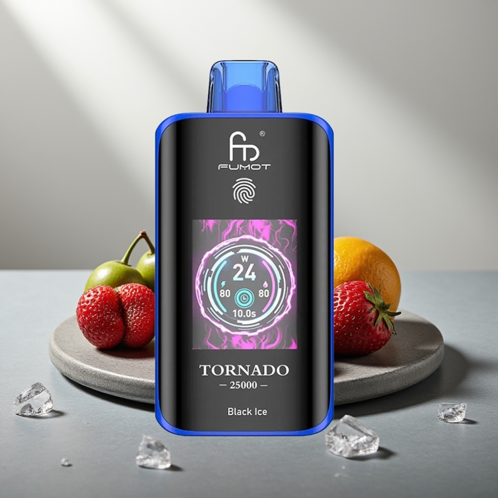 Fumot Tornado 25000 Puffs Disposable Vape HD Screen 700mAh 20ml Type-C Black Ice