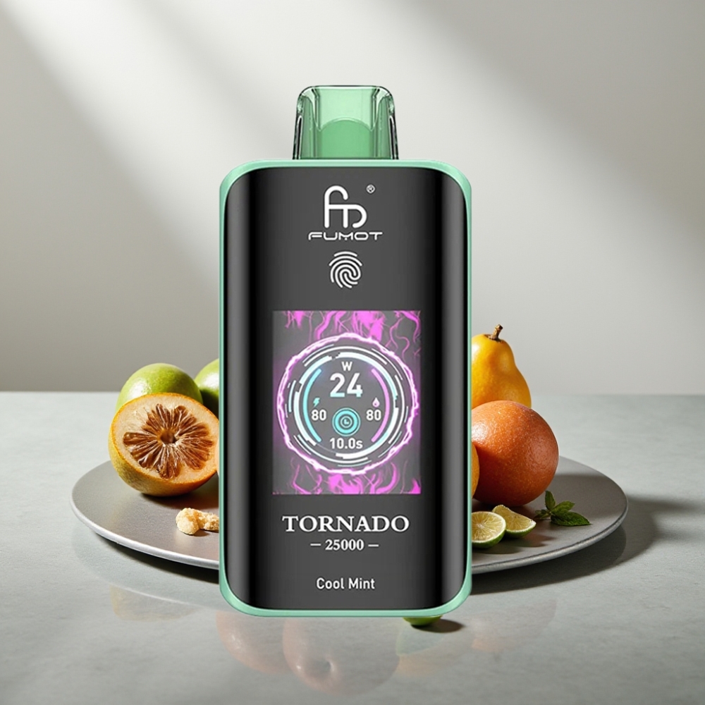 Fumot Tornado 25000 Puffs HD Screen 700mAh 20ml 0/2%/3%/5% נענע קרירה