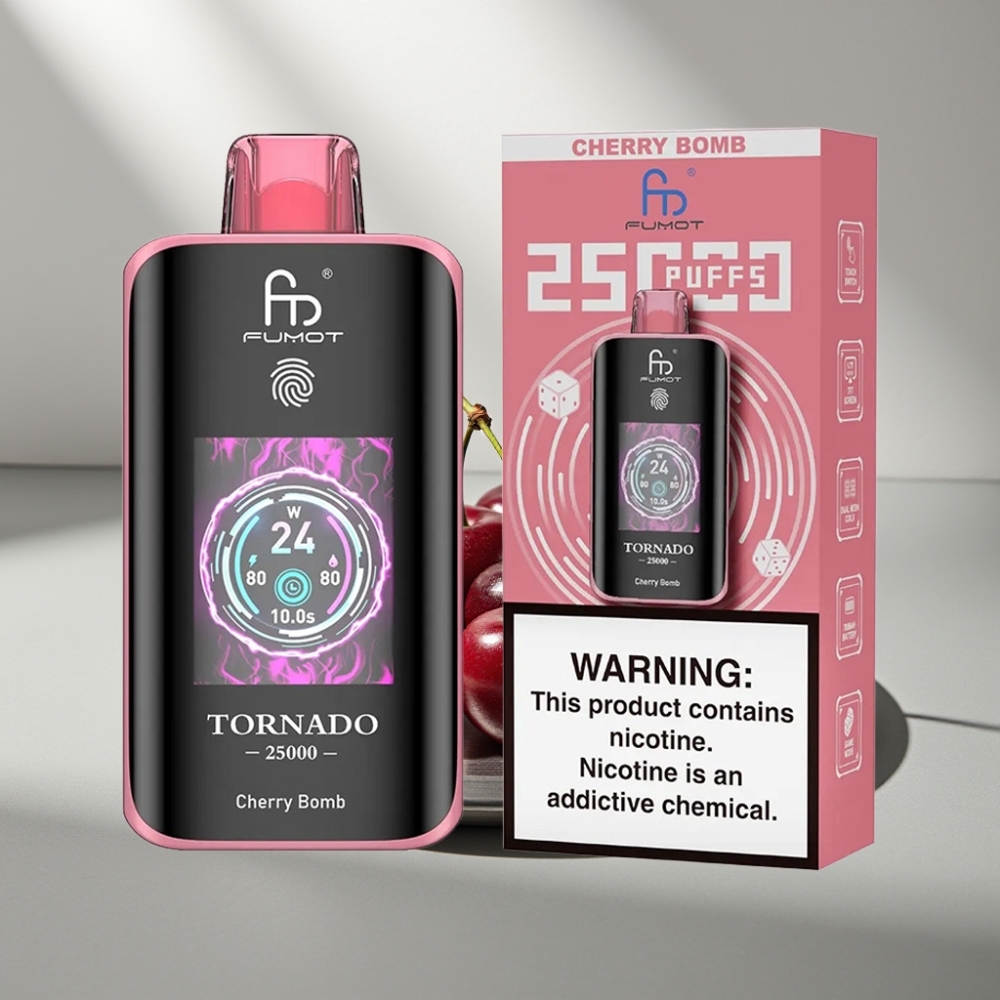 Fumot Tornado 25000 Puffs HD Screen 700mAh 20ml Type-C פצצת דובדבן