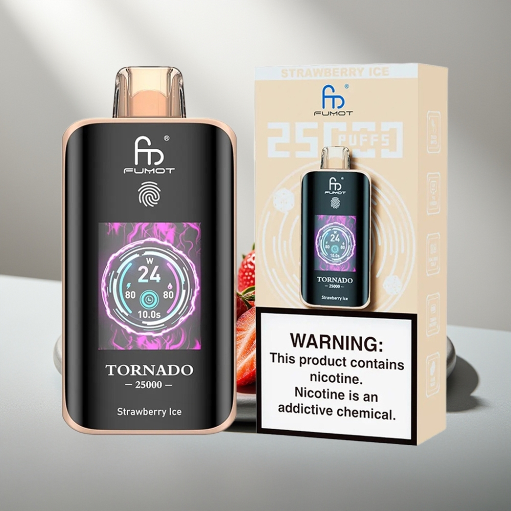 Fumot Tornado 25000 Puffs HD Screen 700mAh 20ml Type-C תות קרח