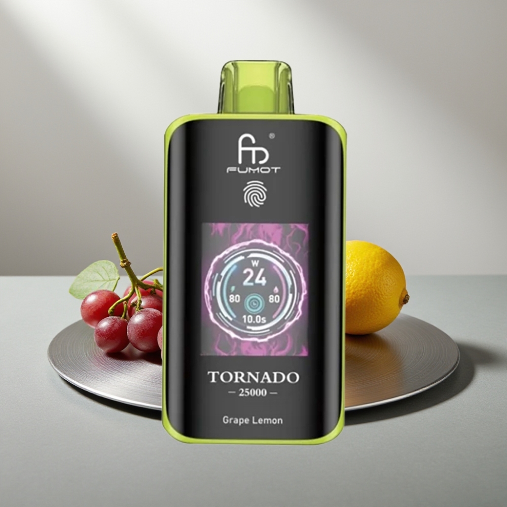 Fumot Tornado 25000 Puffs HD Screen 700mAh 20ml Type-C ענבים לימון