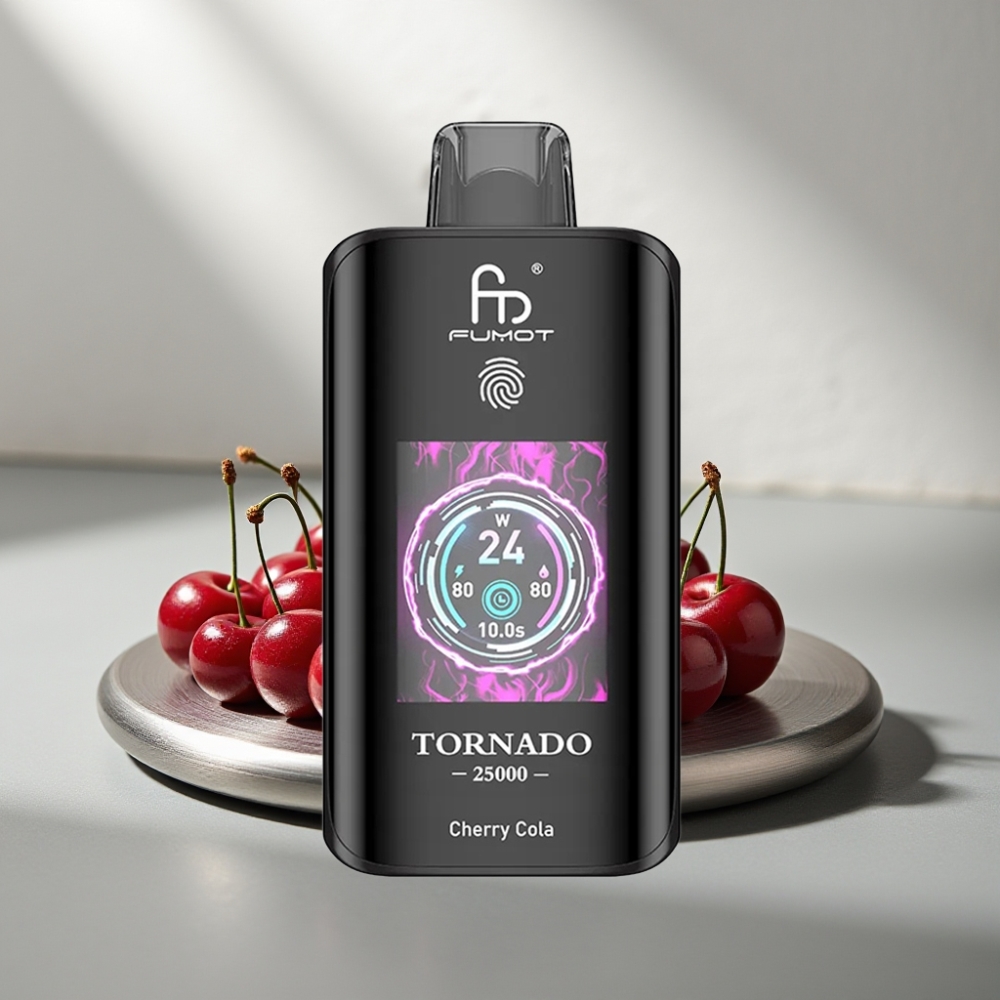 Fumot Tornado 25000 Puffs HD Screen 700mAh 20ml Type-C דובדבן קולה