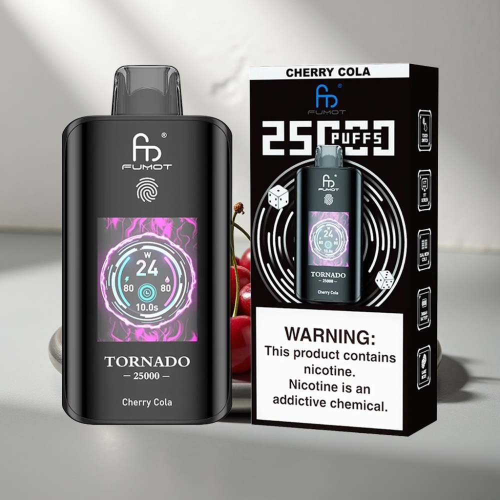 Fumot Tornado 25000 Puffs HD Screen 700mAh 20ml Type-C דובדבן קולה