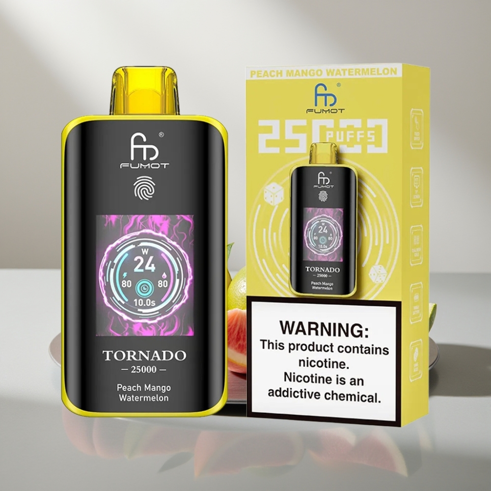 Fumot Tornado 25000 Puffs HD Screen 700mAh 20ml Type-C אפרסק מנגו אבטיח