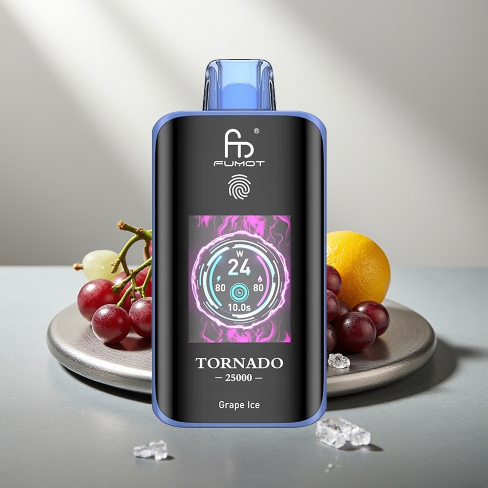 Fumot Tornado 25000 Puffs HD Screen 700mAh 20ml Type-C ענבים קרח