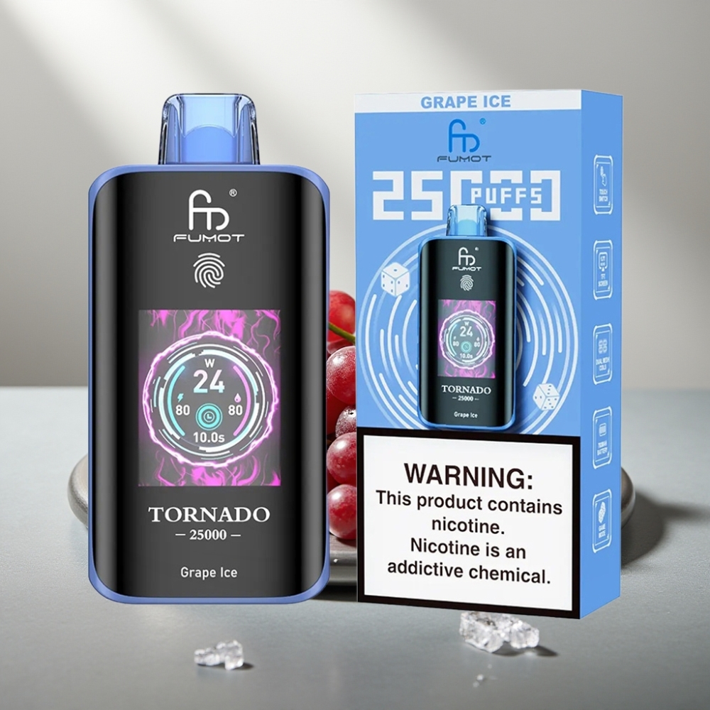 Fumot Tornado 25000 Puffs HD Screen 700mAh 20ml Type-C ענבים קרח