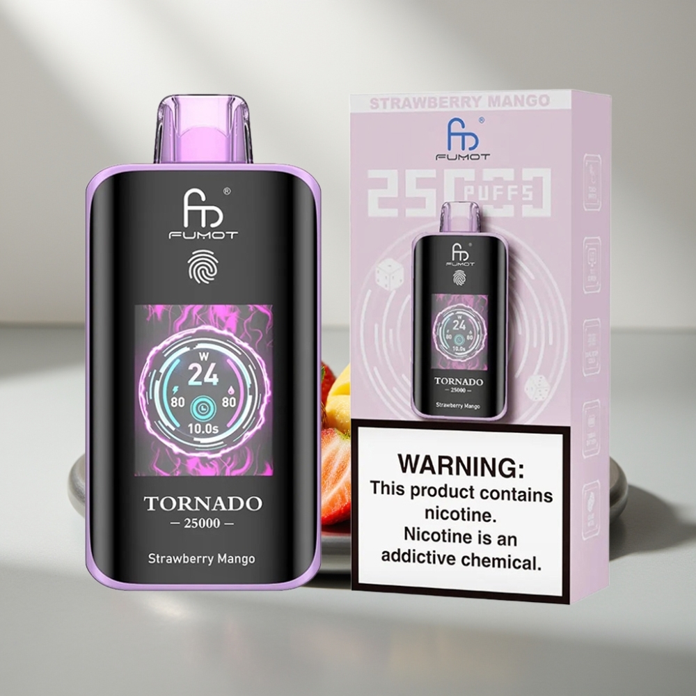 Fumot Tornado 25000 Puffs HD Screen 700mAh 20ml Type-C תות מנגו