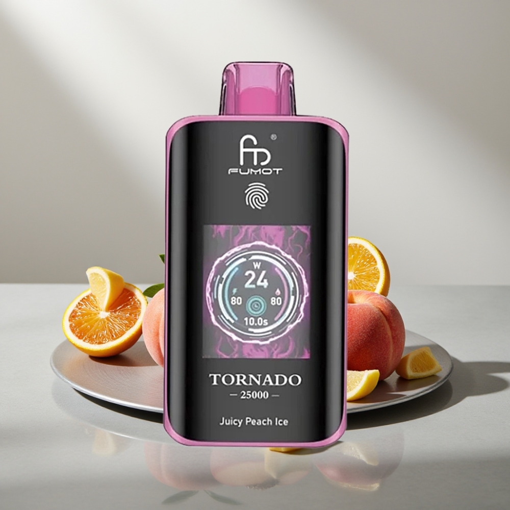 Fumot Tornado 25000 Puffs HD Screen 700mAh 20ml Type-C ערמוני קרח אפרסק