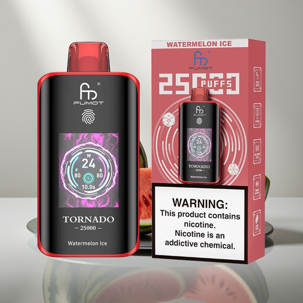 Fumot Tornado 25000 Puffs HD Screen 700mAh 20ml Type-C אבטיח קרח