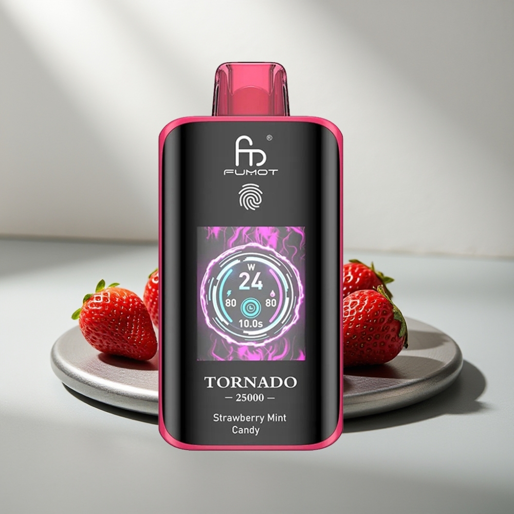 Fumot Tornado 25000 Puffs HD Screen 700mAh 20ml Type-C תות מנטה סוכריות