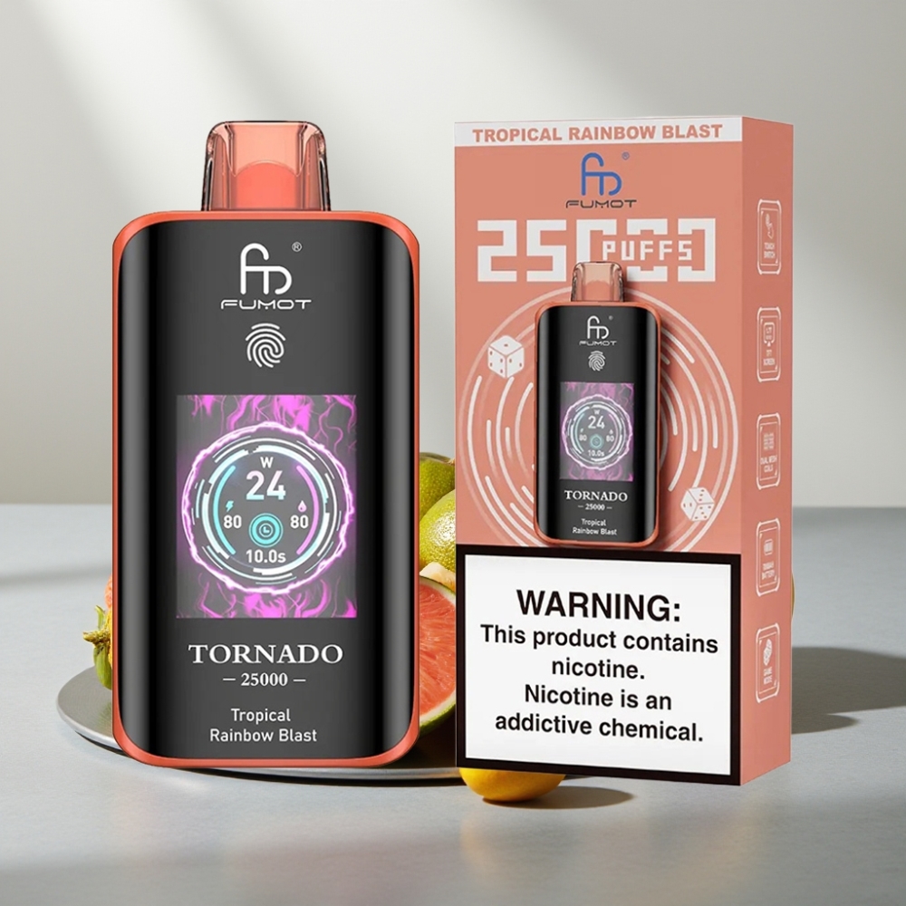 Fumot Tornado 25000 Puffs HD Screen 700mAh Rechargeable 20ml Tropical Rainbow Blast