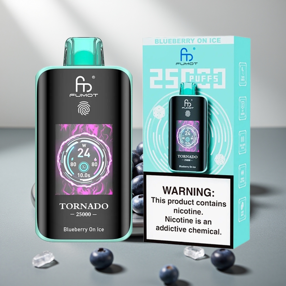 Fumot Tornado 25000 Puffs HD Screen Rechargeable 20ml Blueberry On Ice