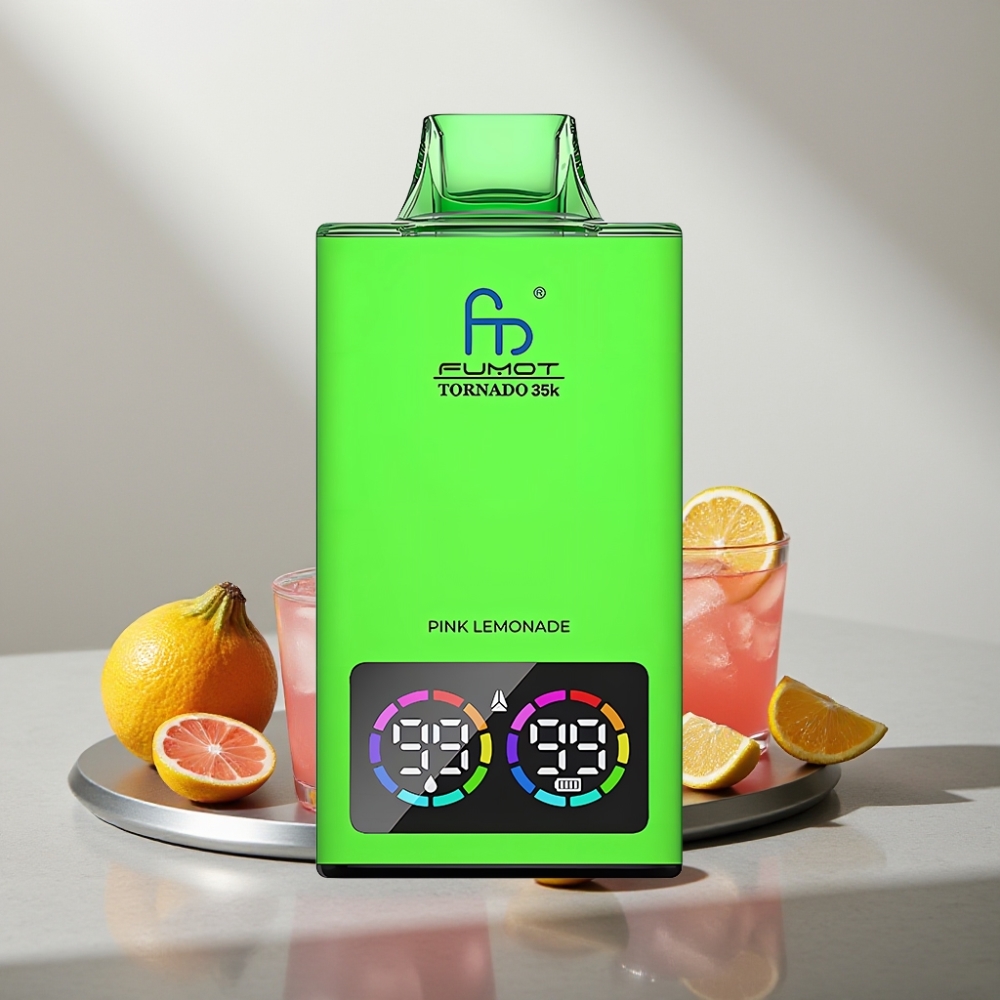 Fumot Tornado 35000 Disposable Vape לפמונדה ורודה סוללה 700mAh USB-C RGB