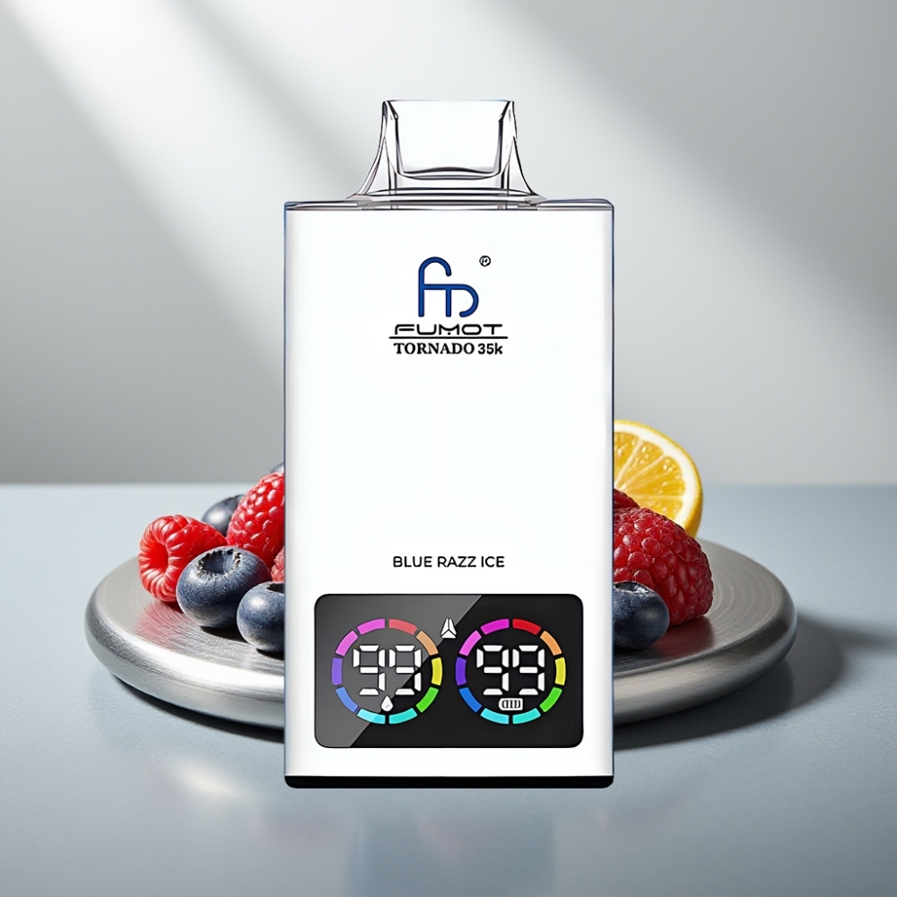 Fumot Tornado 35K Disposable Vape 35000 Puffs Dual Mesh 15ml RGB Blue Razz Ice