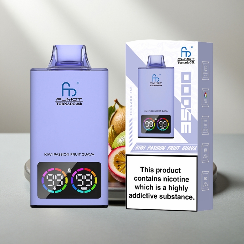 Fumot Tornado 35K Disposable Vape 35000 Puffs Dual Mesh 15ml USB-C Kiwi Passion Fruit Guava
