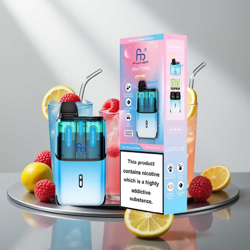 Fumot Ultra T32000 32000 פאפים 800mAh 24ml טעון Type-C 2% רשת בלימונדה כחולה-ורודה