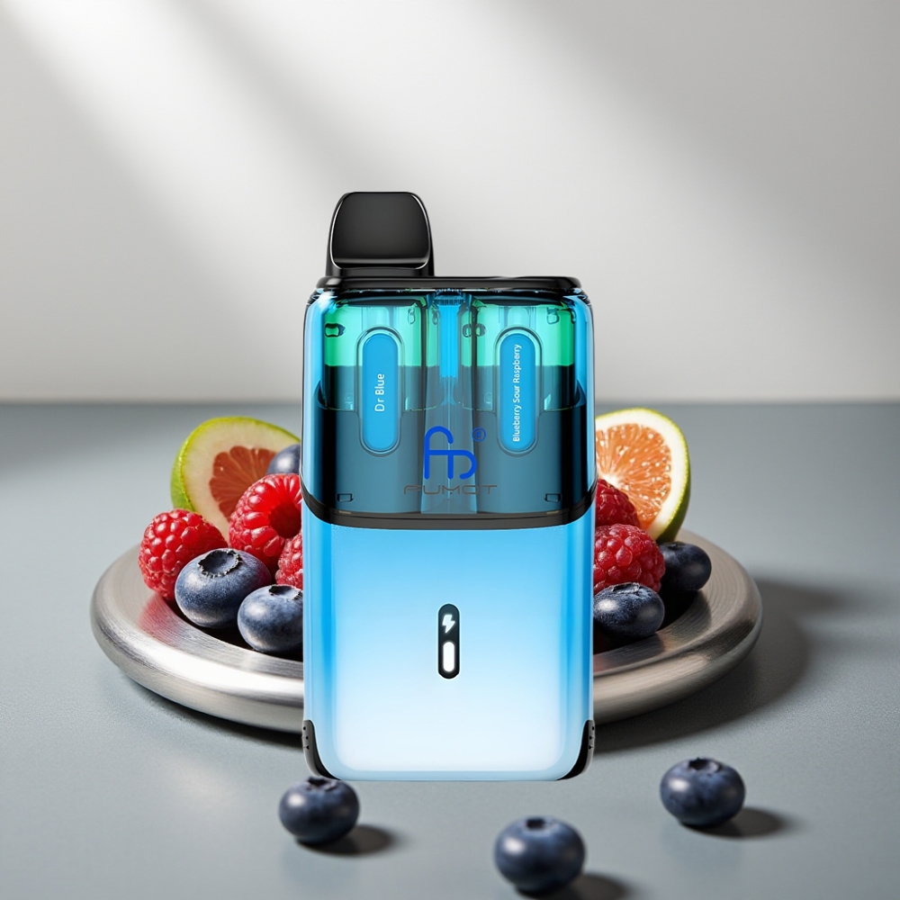 Fumot Ultra T32000 32000 פאפים סוללה 800mAh נוזל 24ml טעין Type-C 2% ניקוטין Dr Blue - אוכמניות פטל חמוץ