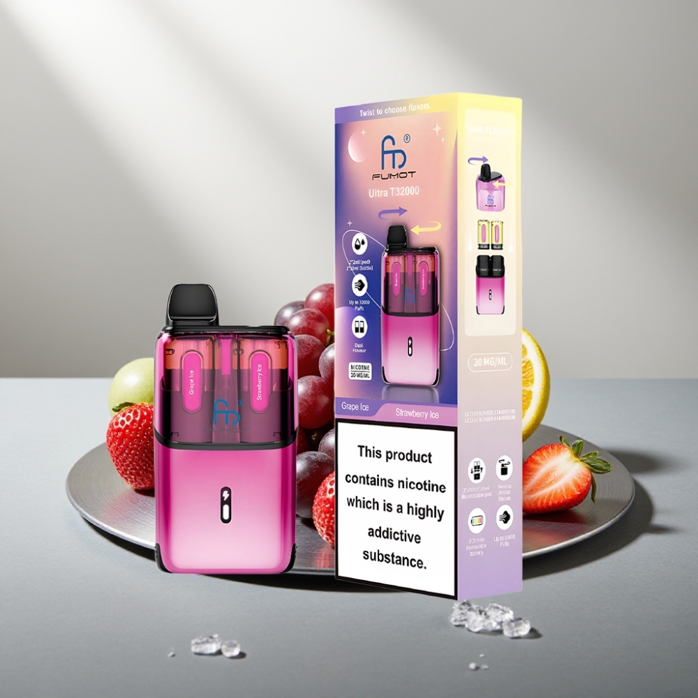 Fumot Ultra T32000 32000 פאפים 800mAh 24ml Type-C ענב קרח - תות קרח
