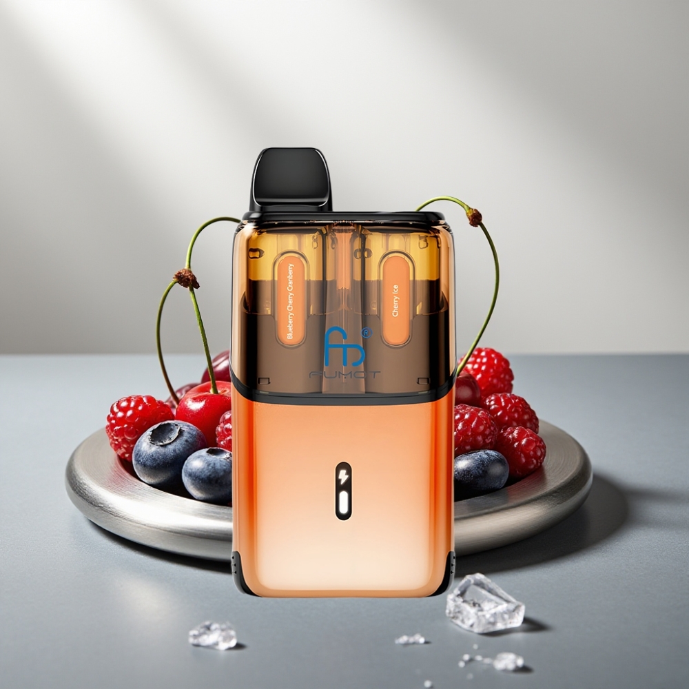 Fumot Ultra T32000 32000 פאפים סוללה 800mAh טעון Type-C 24ml ניקוטין 20mg טעם אוכמניות דובדבן חמוציות - דובדבן קר