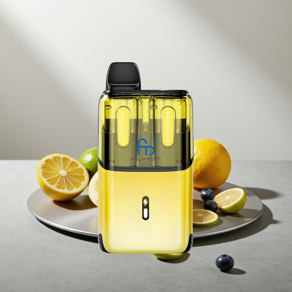 Fumot Ultra T32000 32000 פאפים סוללה 800mAh טעון Type-C 24ml לימון תוסס & ליים - לימון & אוכמניות