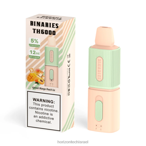 HorizonTech Binaries Cabin th6000 חד פעמי 12 מ"ל קרח אפרסק מנגו משמש HorizonTech disposable vape 28N28104