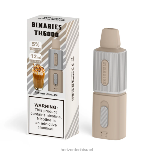 HorizonTech Binaries Cabin th6000 חד פעמי 12 מ"ל לאטה קרם מתוק HorizonTech disposable vape 28N28124