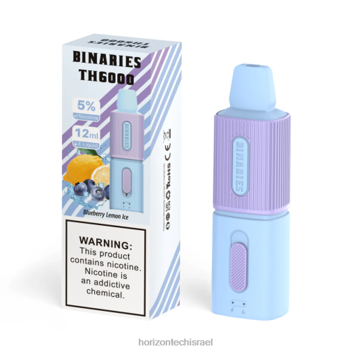 HorizonTech Binaries Cabin th6000 חד פעמי 12 מ"ל קרח לימון אוכמניות Horizon tech vape 28N28115