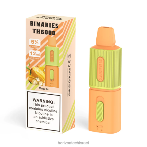 HorizonTech Binaries Cabin th6000 חד פעמי 12 מ"ל קרח מנגו Horizon tech vape tank 28N2899