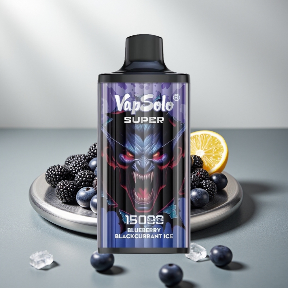 Vapsolo Super 15000 Puffs 40ml 850mah Type-C פטל שחור אוכמניות קרח