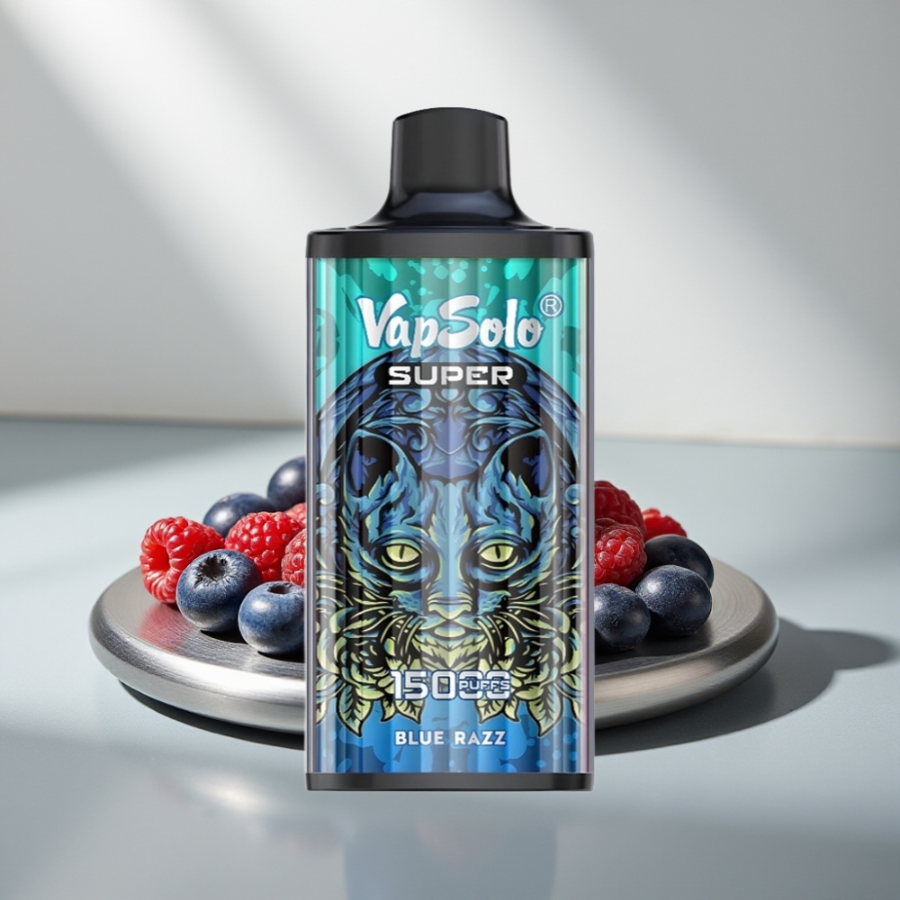 Vapsolo Super 15000 Puffs 40ml 850mah Type-C Blue Razz (תפיחות כחול)
