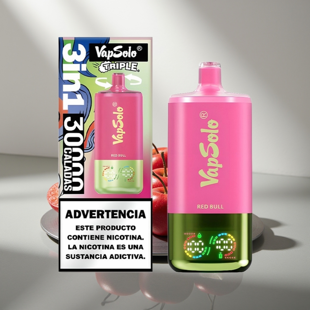 VapSolo Triple 30000 Puffs 40ml 3 Tank Type-C שור אדום