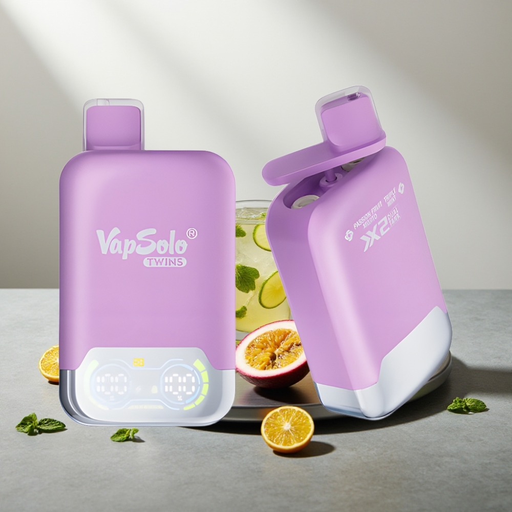 Vapsolo Twins 20000 Puffs 40ml 20mg/50mg Type-C פסיון פרי מוחיטו & מנטה משולש