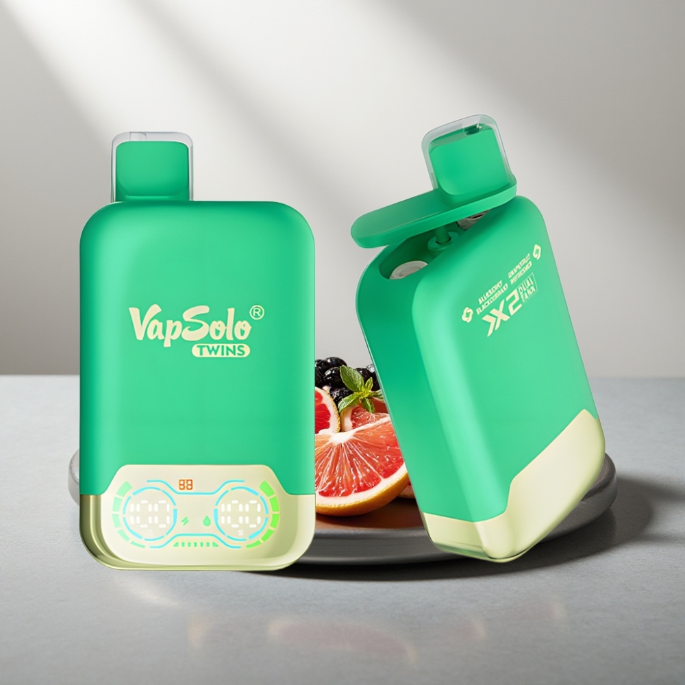 Vapsolo Twins 20000 Puffs 40ml 20mg/ml/50mg/ml Type-C פטל שחור אוכמניות & אשכולית מרענן