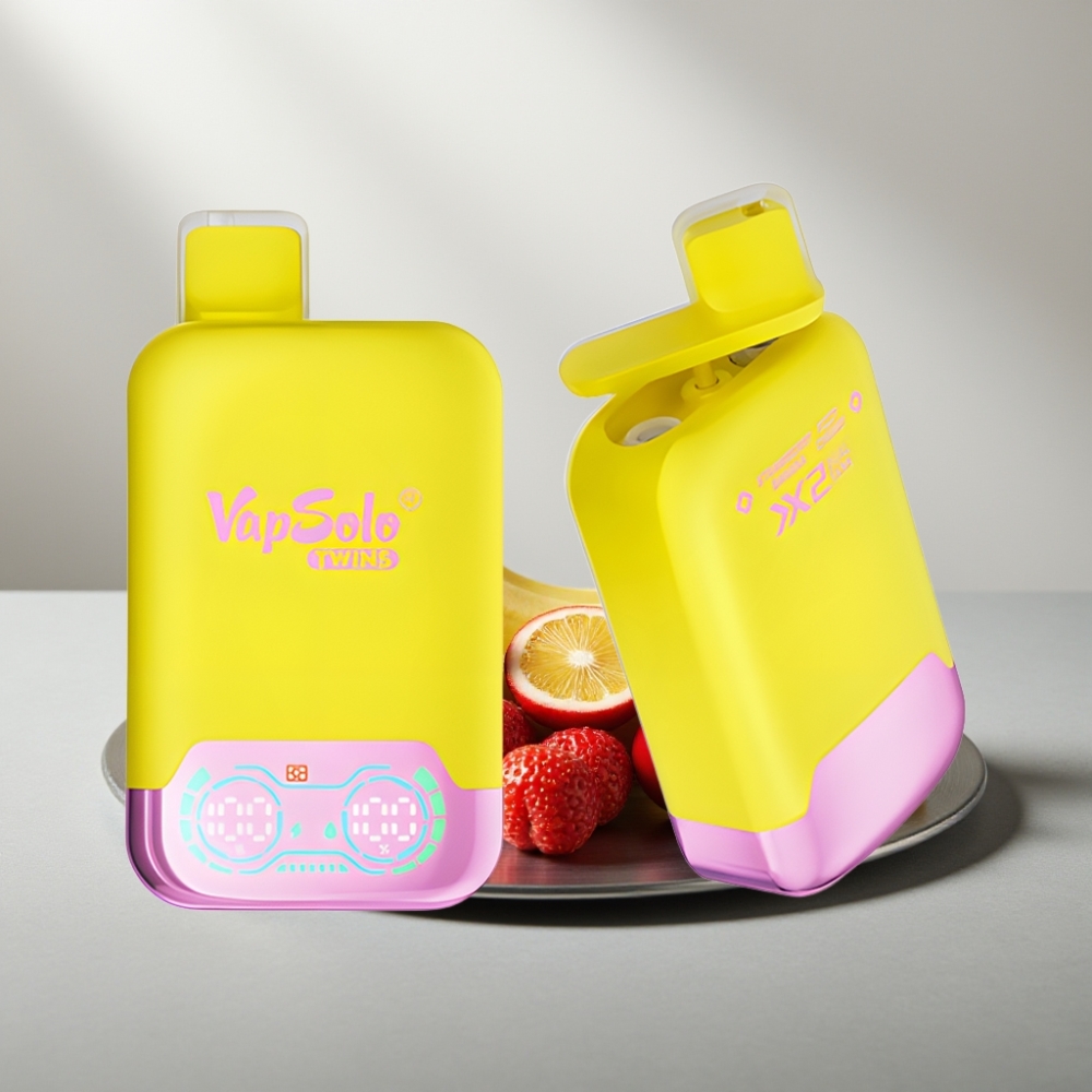 Vapsolo Twins 20000 Puffs 40ml 2-Tank Type-C תות בננה & דובדבן תוסס