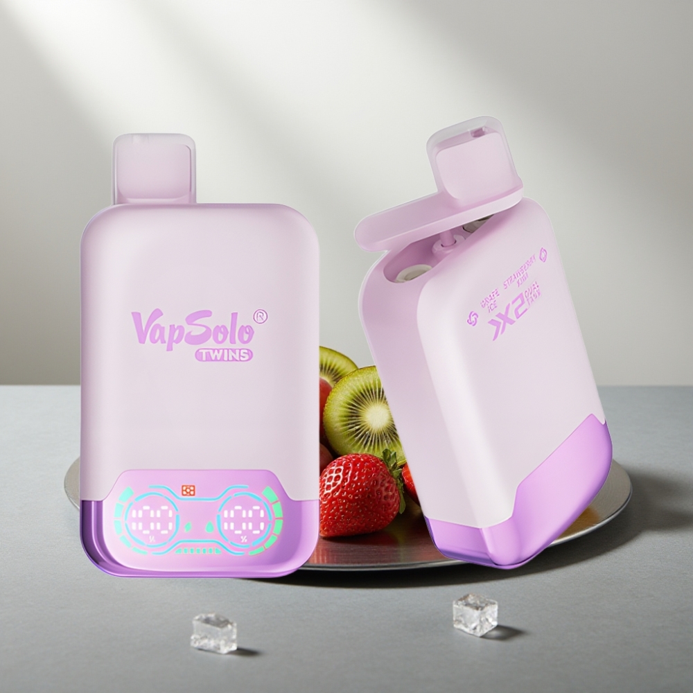 Vapsolo Twins 20000 Puffs 40ml 2-Tank Type-C ענב קרח & תות קיווי