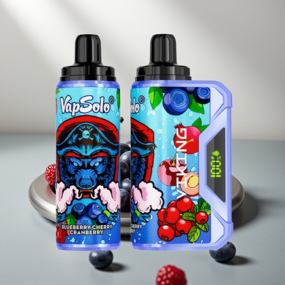 VapSolo VIKING 12000 Puffs 22ml 20/50mg Type-C Blueberry Cherry Cranberry
