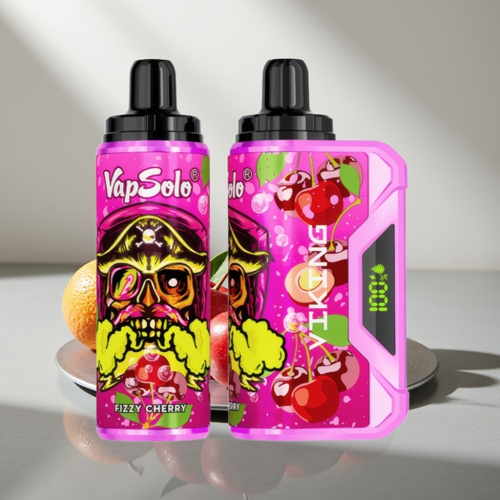VapSolo VIKING 12000 Puffs 22ml 20/50mg Type-C לדיספוזבלי Fizzy Cherry דובדבן תוסס