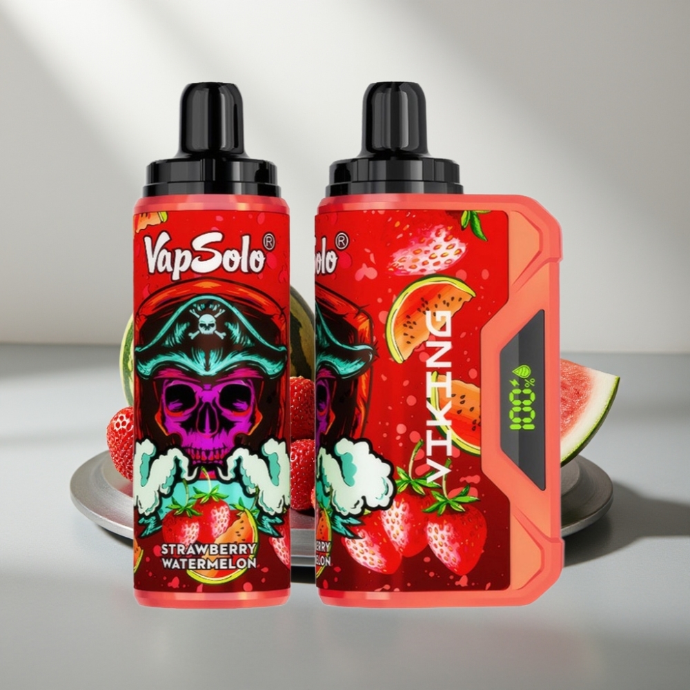 VapSolo VIKING 12000 Puffs 22ml Strawberry Watermelon (תות אבטיח) Type-C LED Display