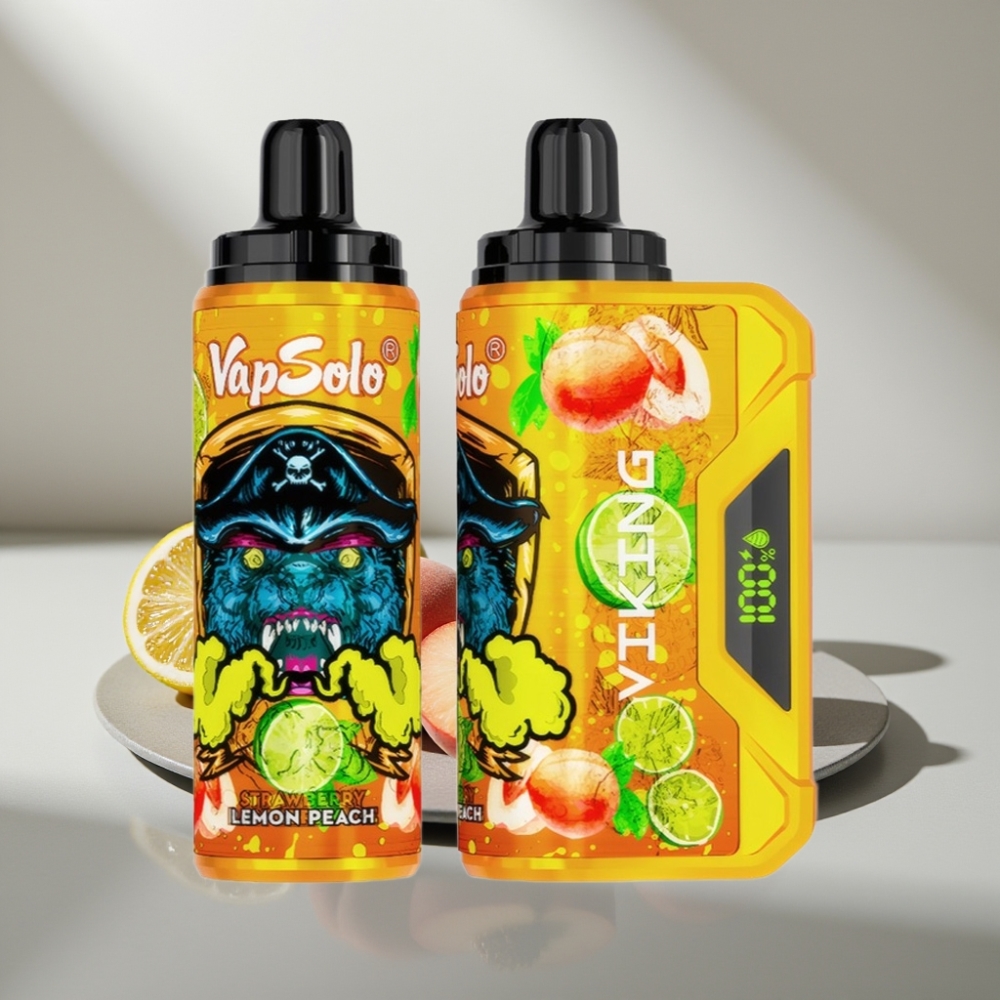 VapSolo VIKING 12000 Puffs 22ml לימון אפרסק טעם Type-C Display