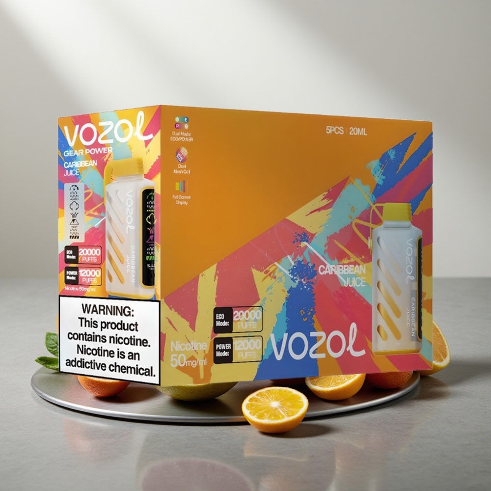 VOZOL Gear Power 20000 Puffs Disposable Vape מיץ קריבי S.i.L.C. Tech Dual Mesh Coil 20mL 5%