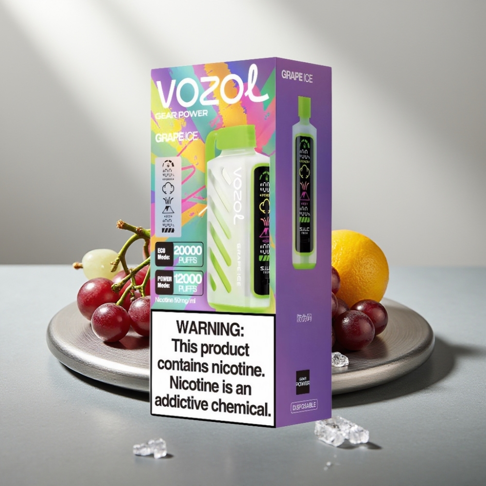 VOZOL Gear Power 20000 Puffs Disposable Vape ענב קרח S.i.L.C. Tech Dual Mesh Coil 20mL 5%