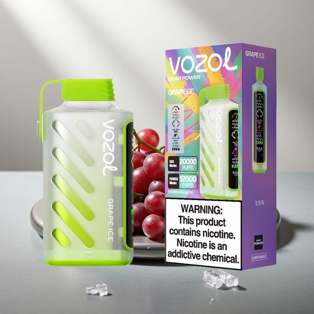 VOZOL Gear Power 20000 Puffs Disposable Vape ענב קרח S.i.L.C. Tech Dual Mesh Coil 20mL 5%