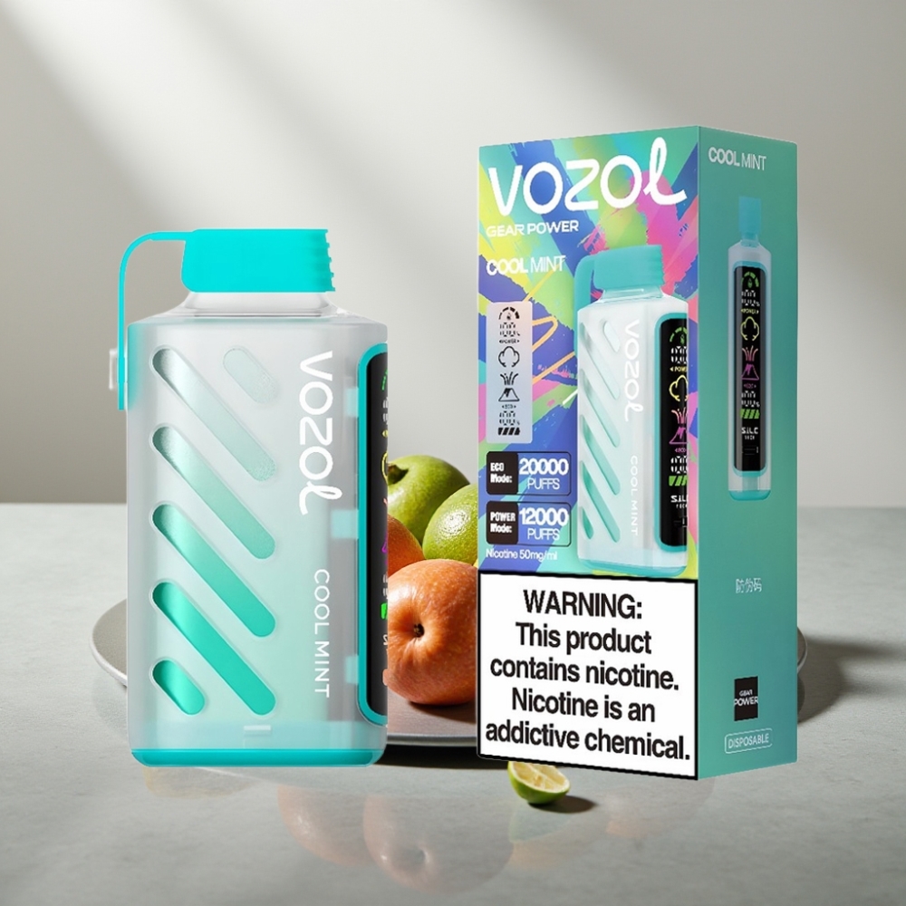 VOZOL Gear Power 20000 Puffs Disposable Vape נענע קרירה S.i.L.C. Tech Dual Mesh Coil Full Screen Display 20mL 5%