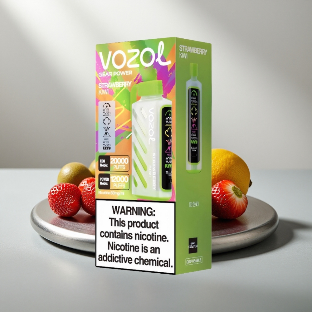 VOZOL Gear Power 20000 Puffs S.i.L.C. Tech Dual Mesh Full Screen 20mL 5% תות קיווי