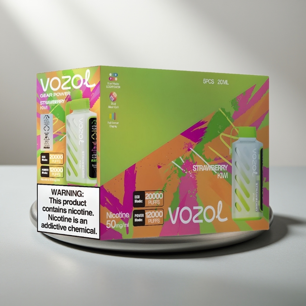 VOZOL Gear Power 20000 Puffs S.i.L.C. Tech Dual Mesh Full Screen 20mL 5% תות קיווי