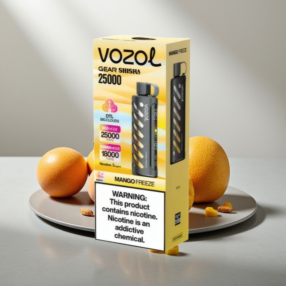VOZOL Gear Shisha 25000 Puffs 1000mAh 5mg/ml Dual Mesh Mango Freeze